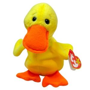Retired Quackers (with wings) the Duck Beanie Baby, PVC pellets